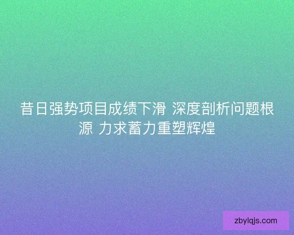 昔日强势项目成绩下滑 深度剖析问题根源 力求蓄力重塑辉煌
